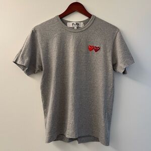 COMME des GARCONS PLAY Double Heart Tee in Gray (S)
